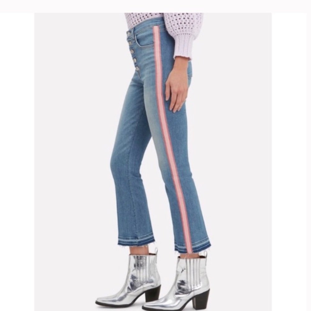 💙 Veronica Beard Carolyn 10” Baby Boot Pink Stripe Jeans - Picture 10 of 14